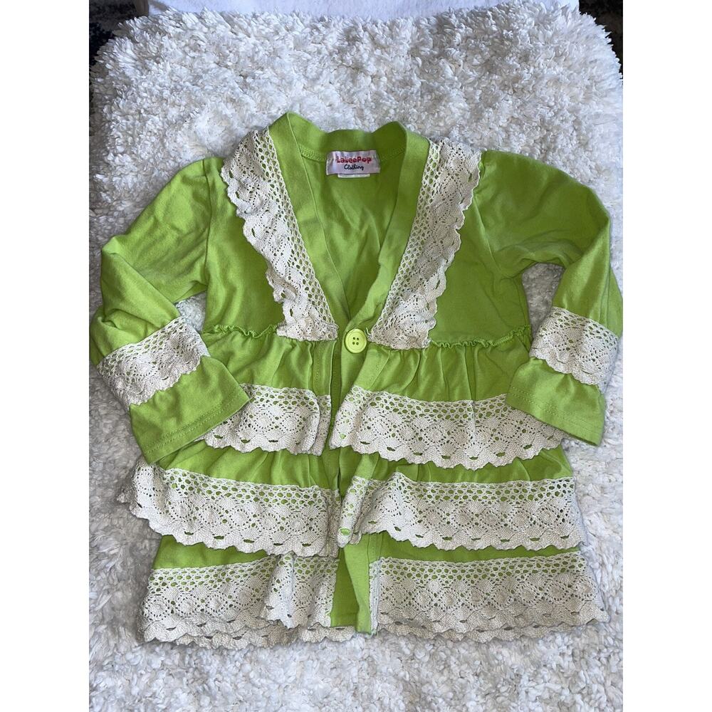 LaLeePop girls sz. 3 knit ruffle cardigan top. Cute, comfortable